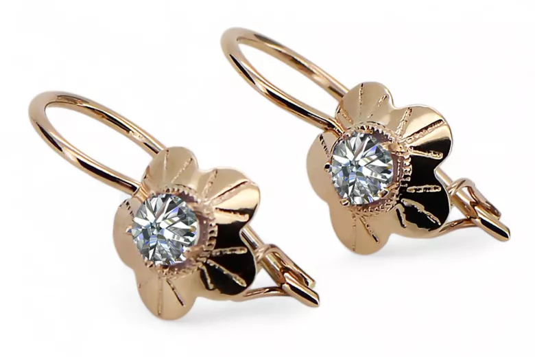 Vintage náušnice kubický zirkón originálny vintage 14k produkt s ružovým zlatom vec028r